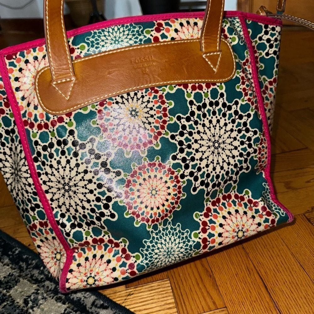 Fossil Geometry Prints Coated Canvas Shoulder Tot… - image 4